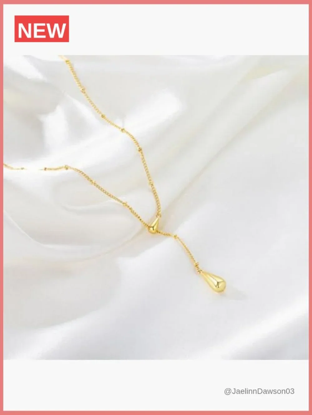 Dainty 14K Gold Plated Beaded Chain Pendant Necklace Set